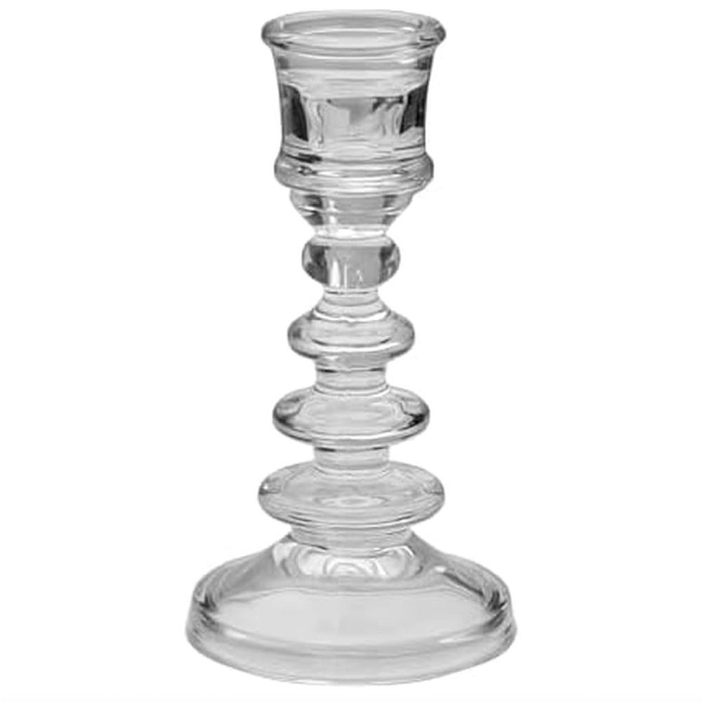 Elements Clear Glass Rounded Tiered Taper Candle Holder